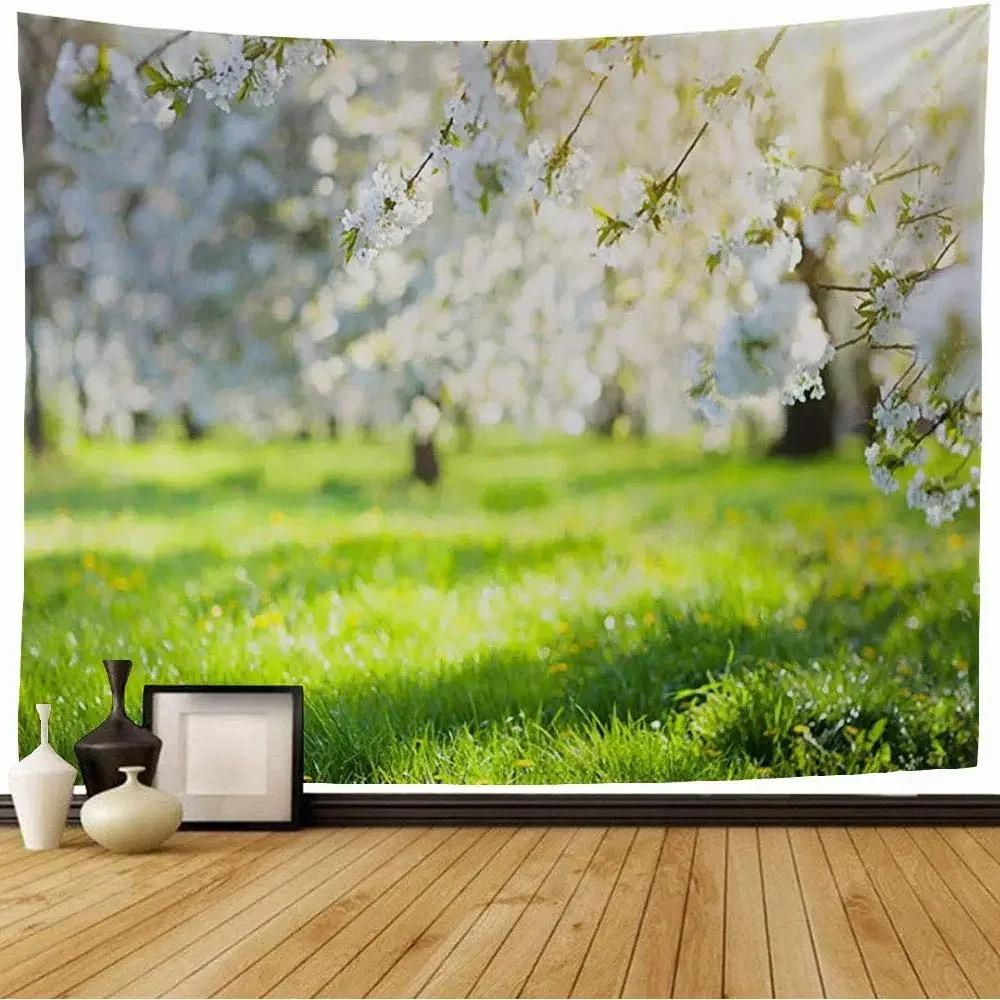 Садовый пейзаж Гобелен Украшение офиса Гостиная Домашний настенный гобелен 100x75cm