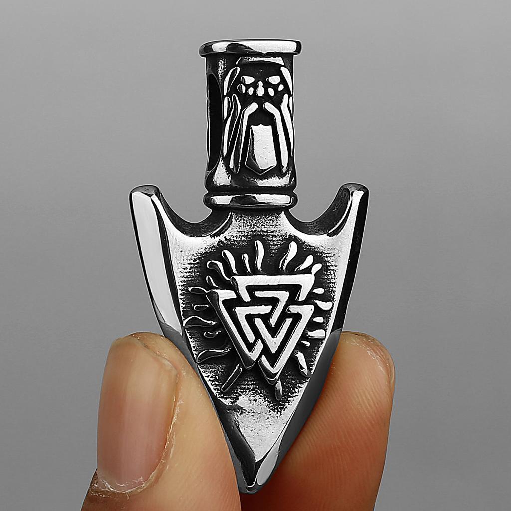 Valknut Odin Sword Pendant Necklace Men's Gungnir Vegvisir Amulet Rune Stainless Steel Necklace Jewelry Gift