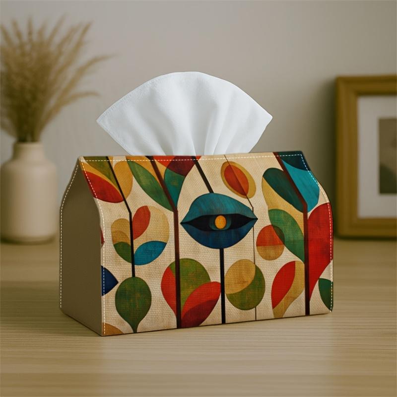 1pc Offers Two Size Options for a Mid Century Tissue Box Featuring a Geometric Leaf Eye Abstract Design. This Napkin Storage Organizer Is Suitable for