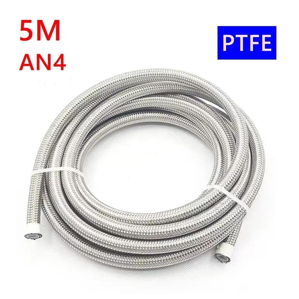 1M 3M 5M 10FT AN4-AN12 furtun de răcire a uleiului furtun de curse furtun din oțel inoxidabil împletit PTFE furtun de frână combustibil ulei linie argintie