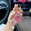 Pearls Perfume Shape Keychain Rhinestone Inlaid Perfume Shape Keyring  Fashion Accessory