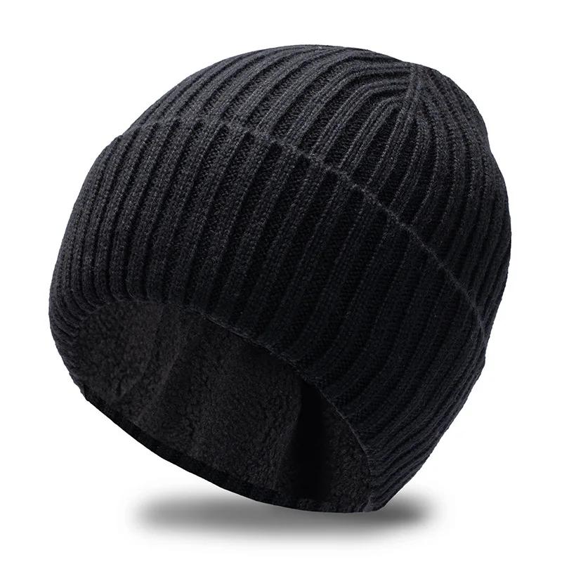 60-65Cm  Big Head Wool Blended Knitted Hats Men Winter Keep Warm Thickened Toand Beanies Large Size Cold Skullies Ski Golf Cap