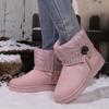 Flat-bottomed Thickened, Buckled Big Red Cotton Shoes Boots Snow Boots Women's Warm Button Boots