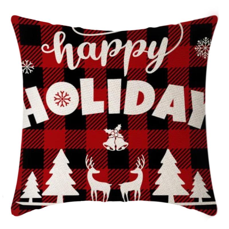 Christmas Throw Pillowcase Home Nordic Holiday Decoration Linen Super Soft Short Plush Sofa Pillowcase
