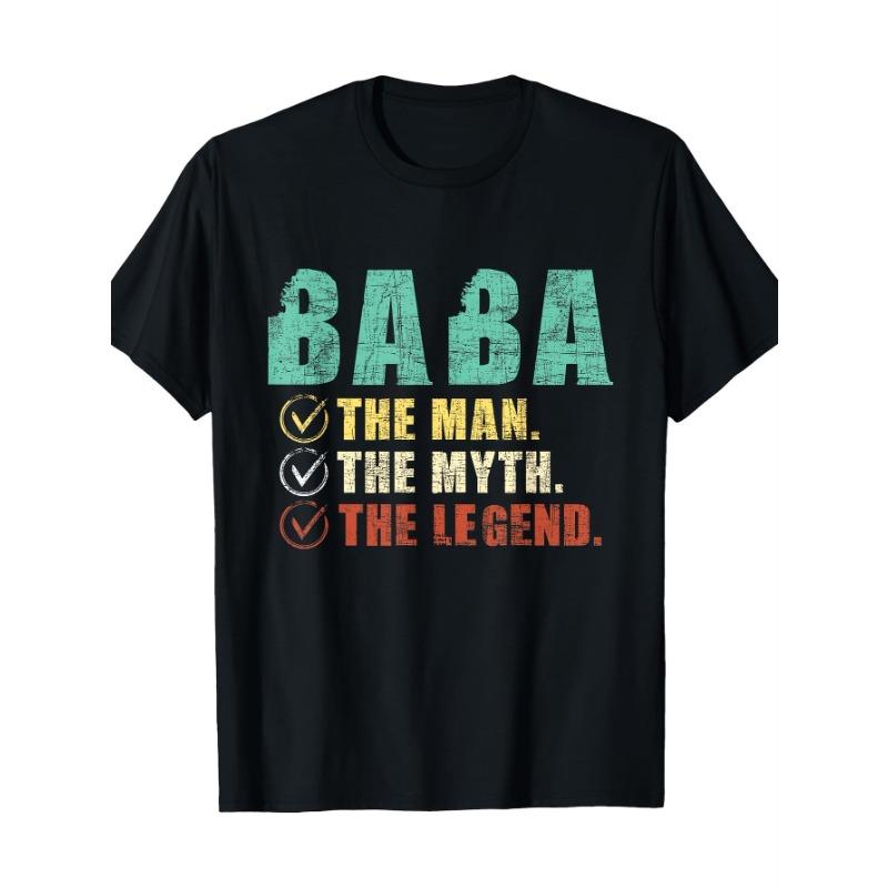 Mens Fun BABA Pattern Tshirt 100 Cotton Round Neck Short Sleeve Tshirt with BABA Man The Man Rhys Text Printed
