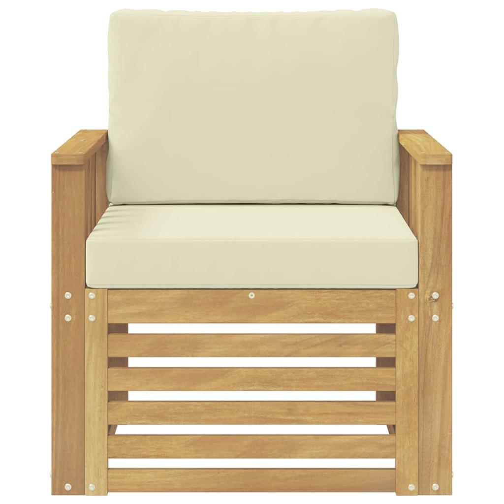 2 Piece Outdoor Sofa Set Polyester White and Cream