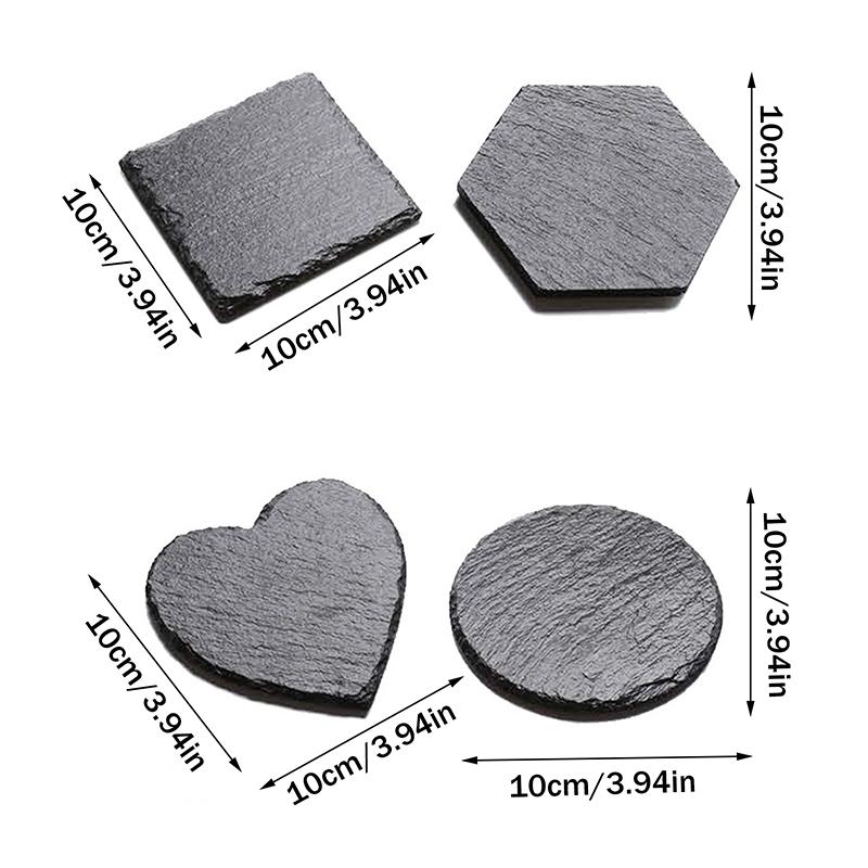 Table Coaster Japanese Style Reusable Slate Stone Drink Coaster Decorative Kitchen Tea Cup Mug Heat Resistant Rock Coaster