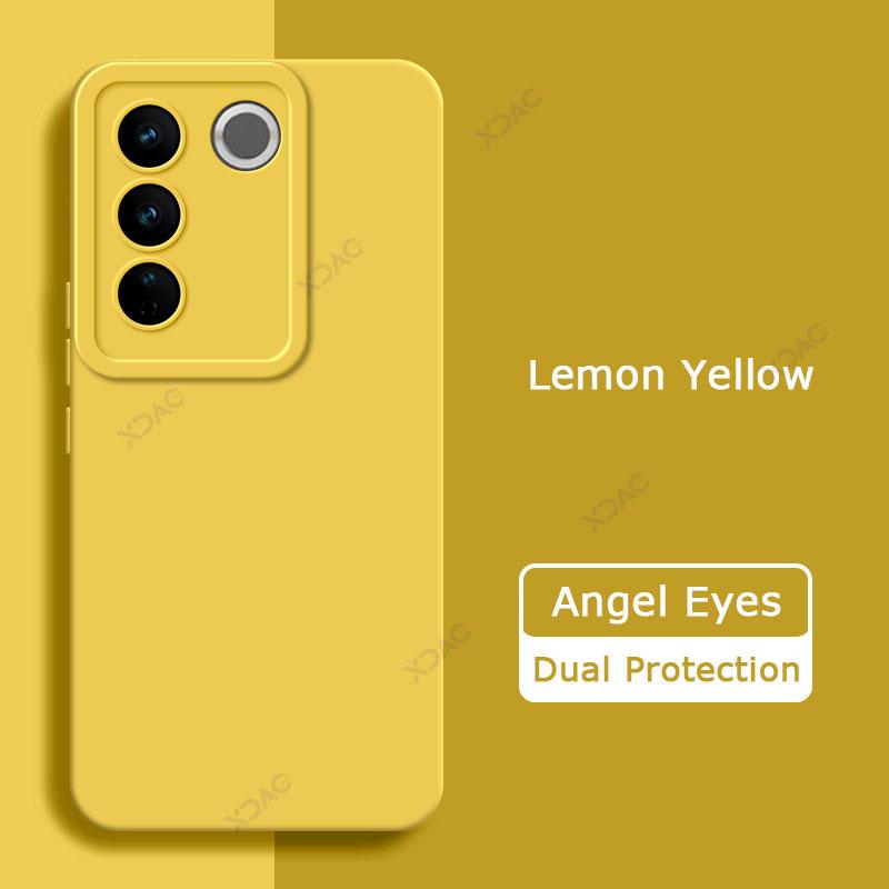 Quadratische Angel Eyes-Hüllen aus flüssigem Silikon für VIVO V27 Pro VIVOV27 V27Pro V 27 5G, weiche 360-Grad-Schutzhülle für Jungen und Mädchen