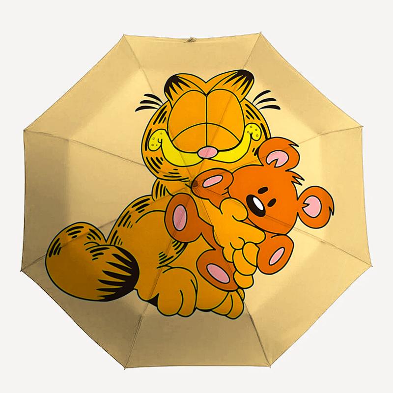 Garfield and Teddy Bear Rainy Day Umbrella: Automatic Opening & Closing, Foldable Design, 8-Bone Frame, Outdoor Use, Perfect Gift for Fans a