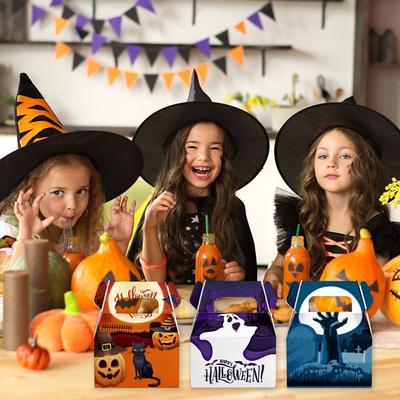 6Pcs/set New Paper Halloween Candy Box Ghost Pumpkin Gift Packing Box Party Halloween Handheld Paper Box