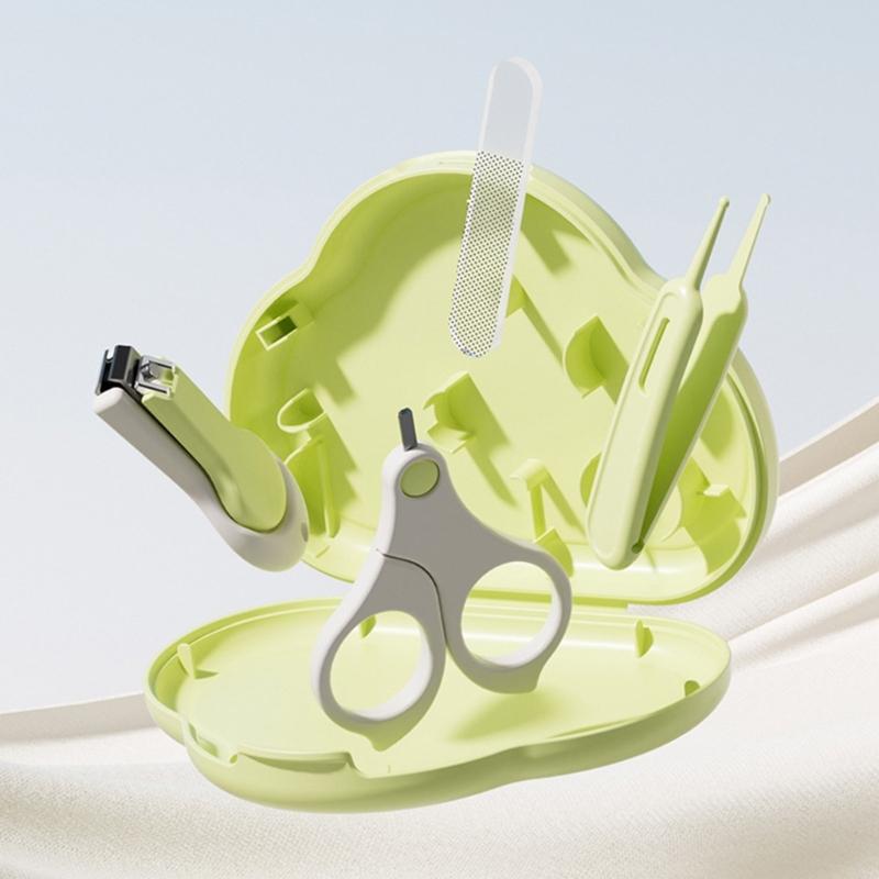 Baby Nails Care Tool Set Includes Round Head Clippers Gentle Scissors Nails File and Storage Box Gift for New Parents