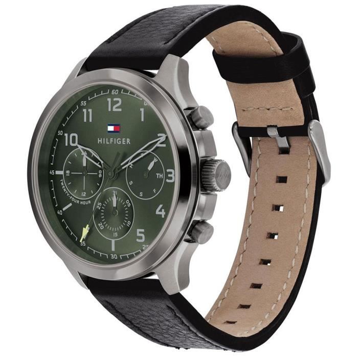 Tommy Hilfiger - Herrenuhr - Quarz Multi-Zifferblatt - Schwarzes Lederarmband - 1791856