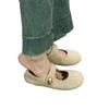 Retro Mori one-word buckle with grandma shoes for women's 2025 new cute round head flat shoes