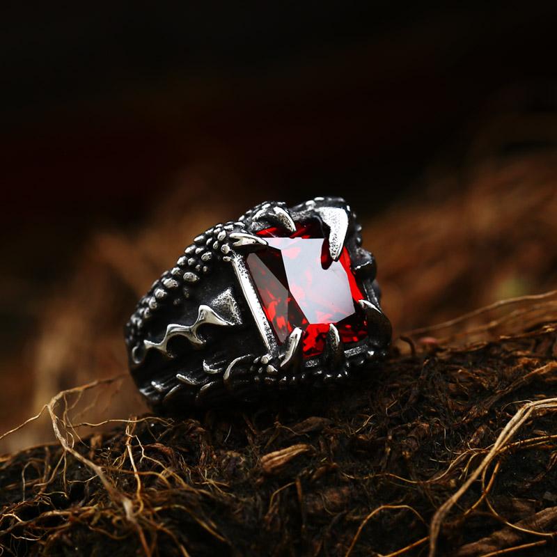 316L Stainless Steel VIKING Colorful Stone Trend Men's Ring Double-Sided  High Quality Jewelry