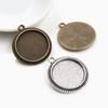 20pcs 16mm Inner Size Antique Bronze And Silver Plated Simple Style Cabochon Base Cameo Setting Charms Pendant