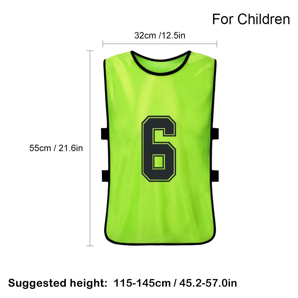6PCS Kid"s Football Pinnies Quick Drying Soccer Jerseys Youth Sports Scrimmage Basketball Team