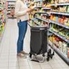 Chariot de courses 3-en-1 Pliable avec Siège Capacité 40L Gris Foncé