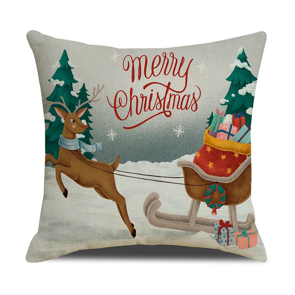 Cartoon Santa Claus Reindeer Series Linen Pillow Cover Nordic Office Sofa Cushion Cover Cushion Cover