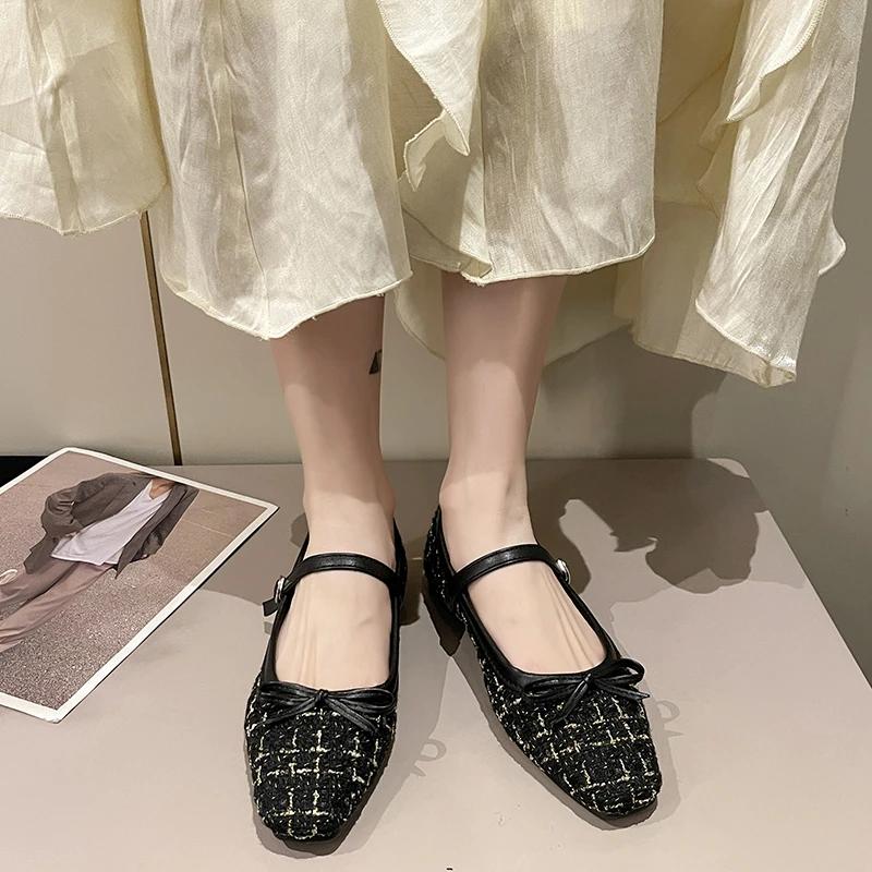 

Fashion Elegant Loafers Shoes 2024 Spring Women Buckle Soft Sole Single Shoes Women Fashion Round Toe Granny Flats Shoes 35 чёрный