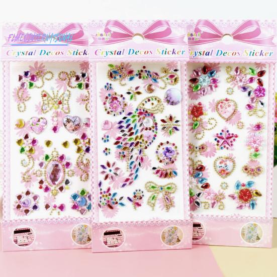 

Children Faux Gem Stickers Shiny Rhinestone 3D Stickers Self Adhesive DIY Art Crafts Journaling Scrapbooking Decoration Cellphone Toys Decals