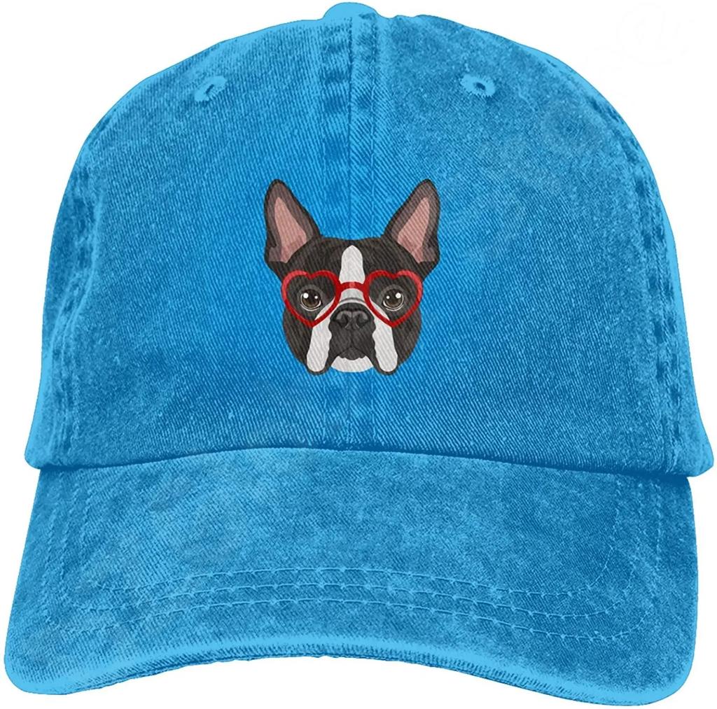 Denim Cap Boston Terrier Dog Baseball Dad Cap Classic Washed 100% Cotton Adjustable Casual Sports for Men Women Hat