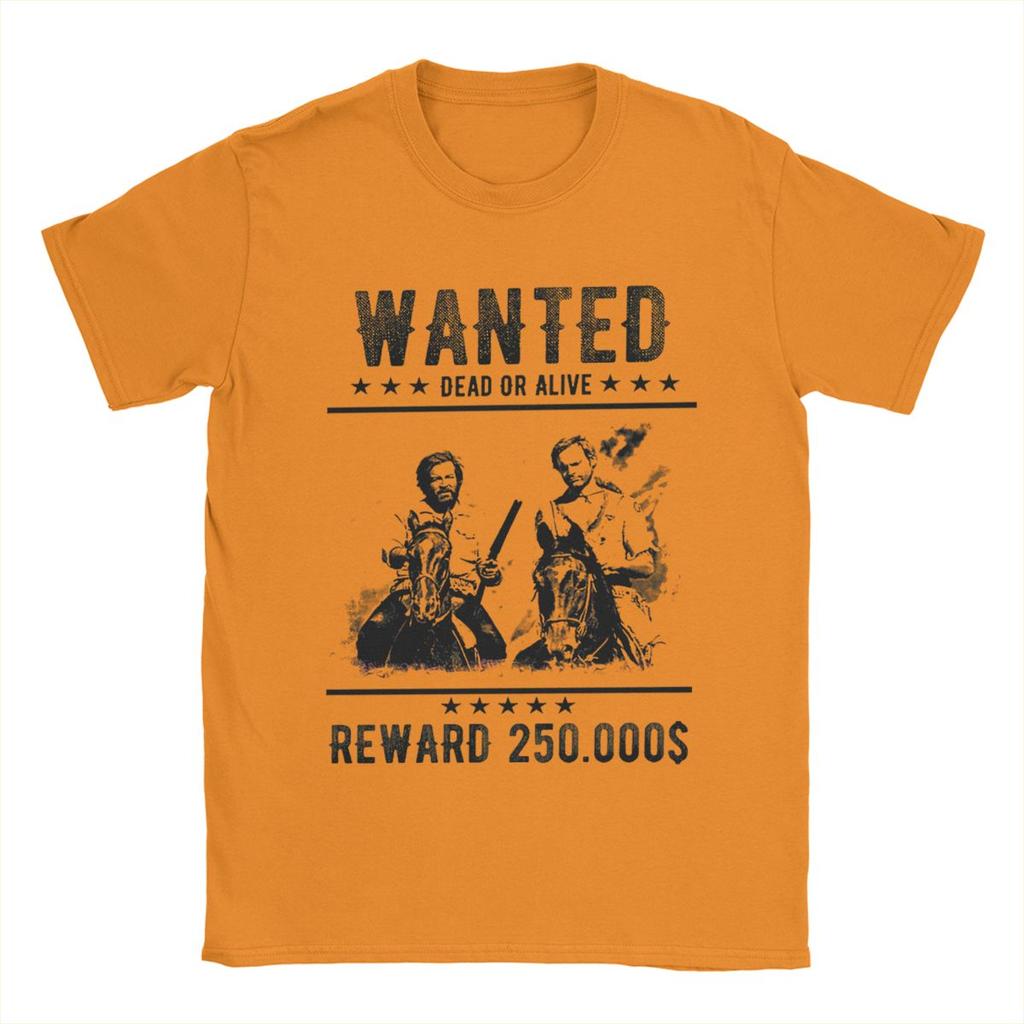 Gesucht Bud Spencer und Terence Hill T-Shirt für Herren Lustige 100% Baumwoll-Tees Rundhals Kurzarm T-Shirts Sommer-Tops