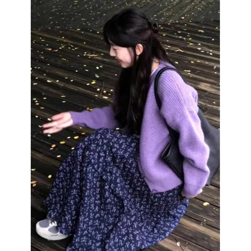 Women s Spring/Summer Retro Floral Skirt: High-Waisted, Casual, Relaxed-Fit Tiered Dress XS