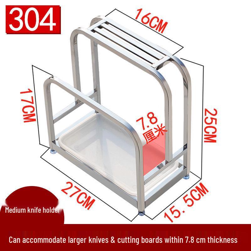 Tagliere da Cucina e Porta Coltelli in Acciaio Inossidabile 304 con Porta Coperchi Pentola e Blocco per Verdure