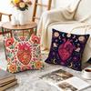 Anatomical Heart Maximalist Floral Art Cushion Cover Durable Hypoallergenic Organic Linen Pillow Cover Washable SkinFriendly