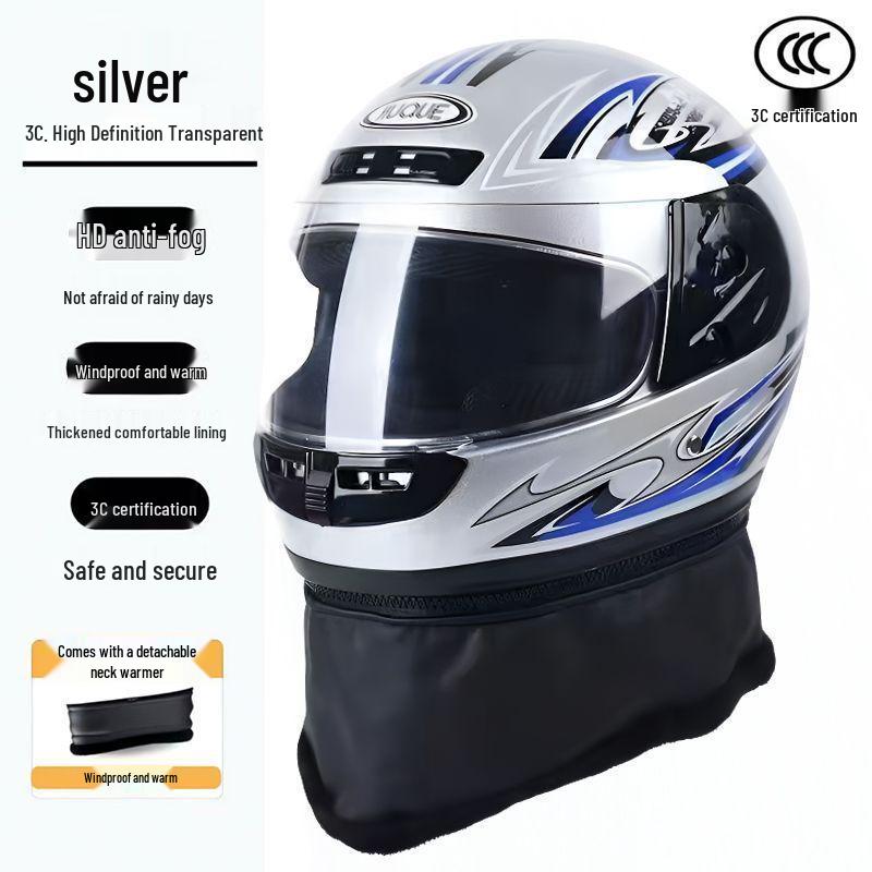 Autumn/Winter Anti-fog Electric Motorcycle Helmet, Class A Safety, Unisex.