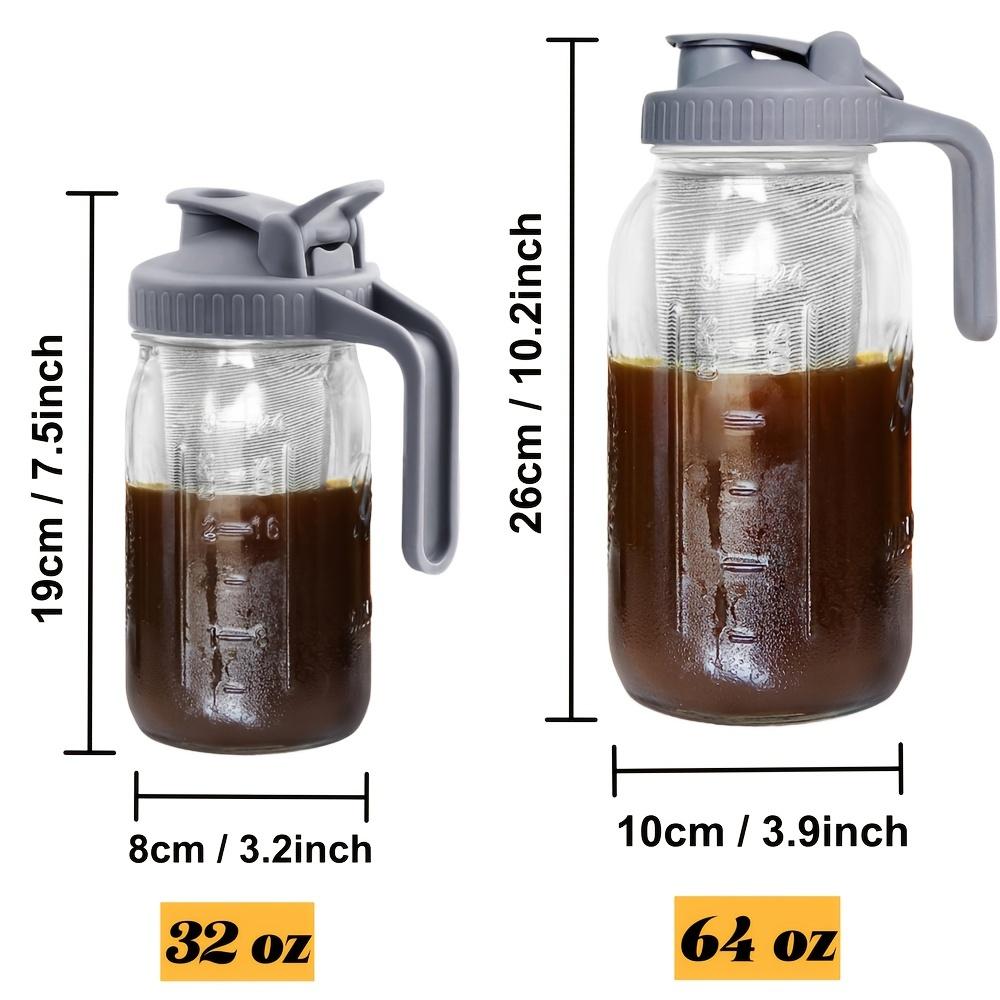 Cold Brew Coffee Maker Mason Jar Kanna - Heavy Duty Soda Lime Glass med högkvalitativt rostfritt stål Mesh Filter & Flip Cap Lock - Iced Tea & Coffee &