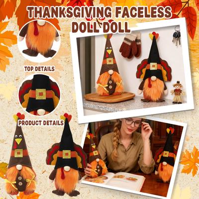 Thanksgiving Turkey Figurine, Faceless Doll, Home Decor, Scene Decoration
