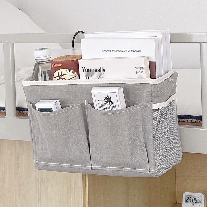 Cotton Linen Dorm Bedside Hanging Storage Bag for Students