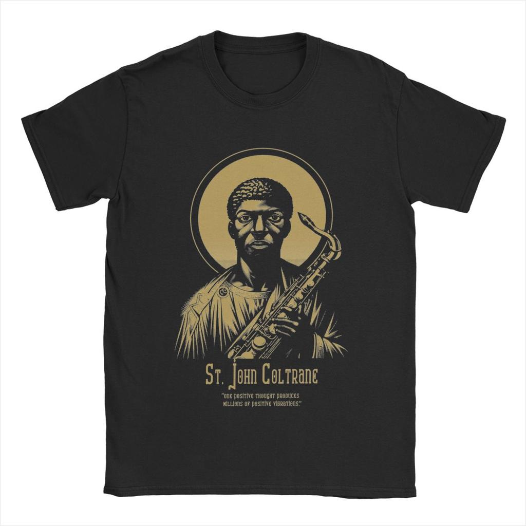 Herren T-Shirt St. John Coltrane Vintage 100% Baumwoll-T-Shirts Kurzarm-T-Shirt Rundhals Kleidung Einzigartig