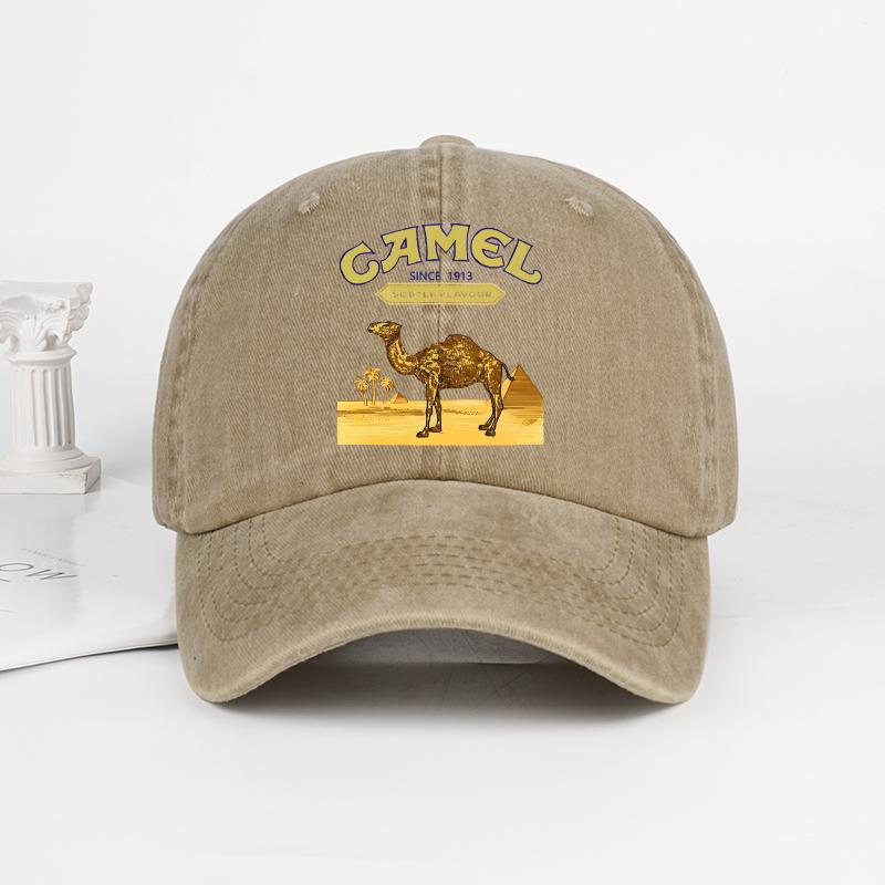 Vintage Camel Desert Scene Print Washed Baseball Cap Adjustable Unisex Vintage Cap for Outdoor Hiking and Mountaineering