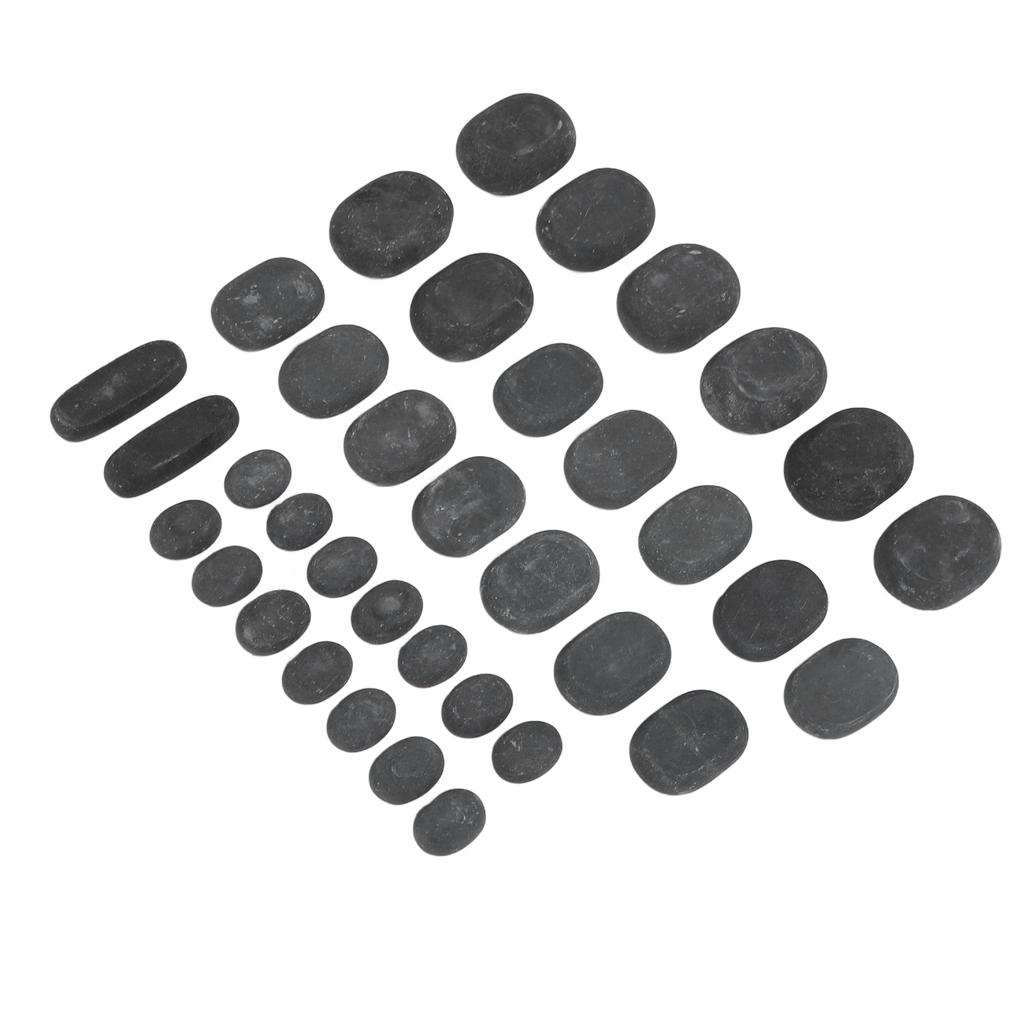 36PCS Basalt Hot Stones Set 4 Sizes Round Shape Body Relaxation Basalt Hot Massage Rocks for SPA