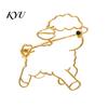 Sheep Cardigan Pin Hollow Brooch Lapel Pin, Golden Plated Alloy Animal Badge Decorative Clothing Accessory for Daily Wear Party Vintage Style