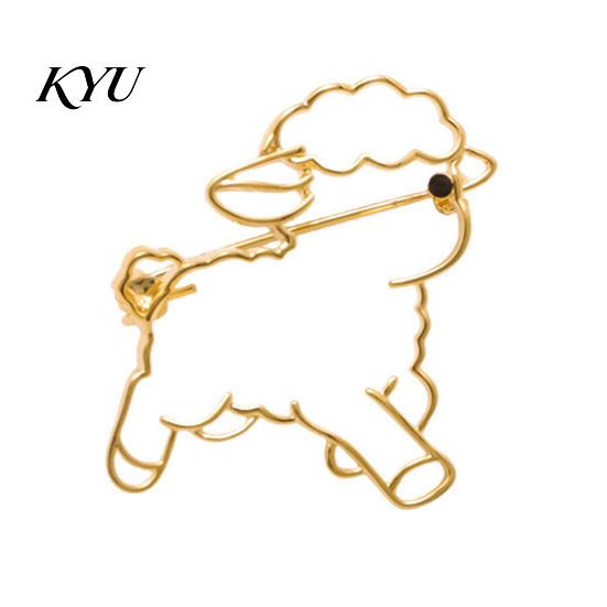 Sheep Cardigan Pin Hollow Brooch Lapel Pin, Golden Plated Alloy Animal Badge Decorative Clothing Accessory for Daily Wear Party Vintage Style