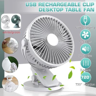 4/6 Inches 3 Speeds Desk Fan Rotatable Ventilator Strong Wind 5V Desktop Table Fan Mini USB Clip Portable Clamp
