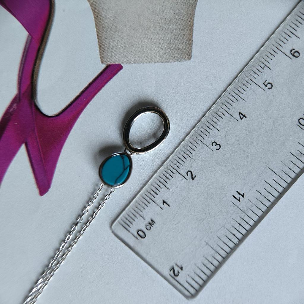 Серебряное колье с бирюзой, вес изделия 2,78 гр (60002290)