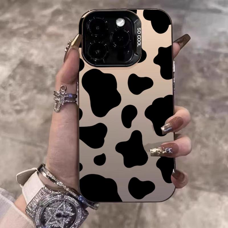 

Black Leopard Print Electroplate Phone Case For Samsung Galaxy S25 Ultra S24 S23 S22 S21 S20 Plus FE A15 A35 A54 A55 Hard Cove Galaxy A35 5G