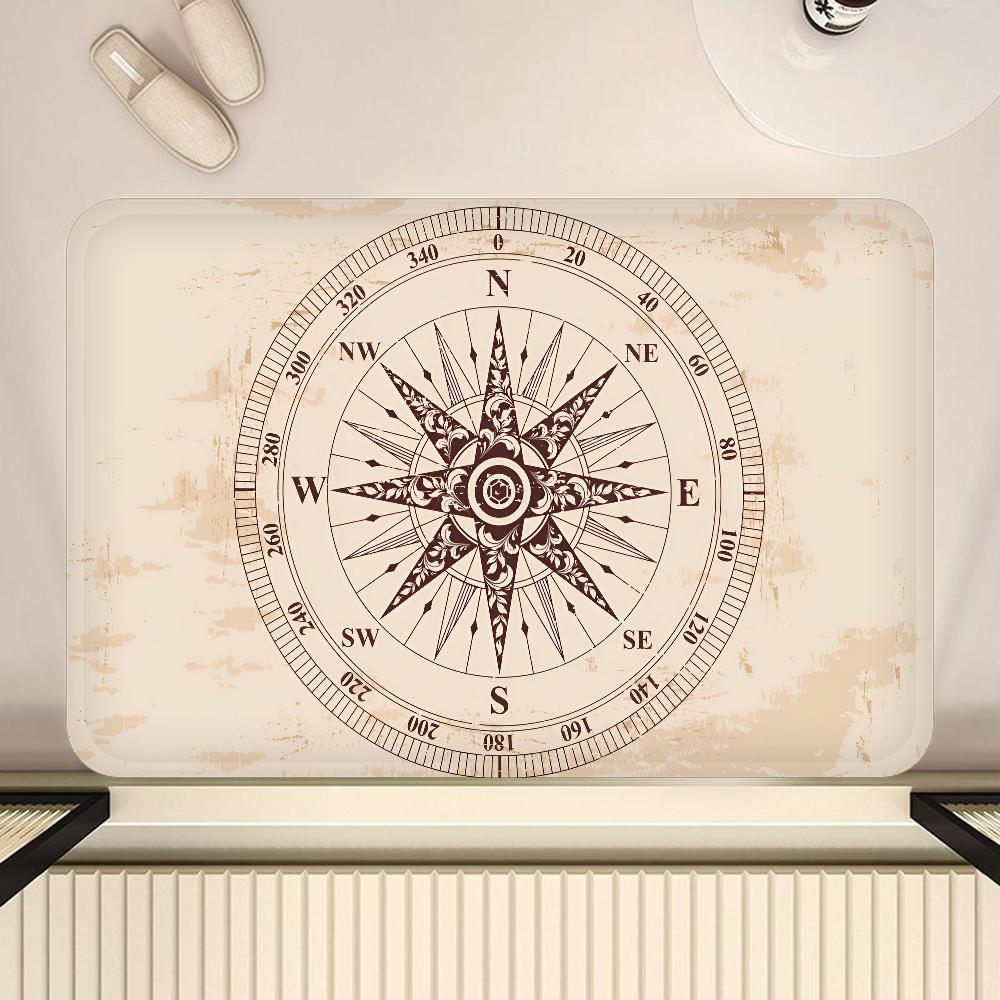 Nautischer Kompass Flur Teppich Waschbar Rutschfest Wohnzimmer Sofa Stühle Bereichsmatte Küche Fußmatte Bereichsteppich