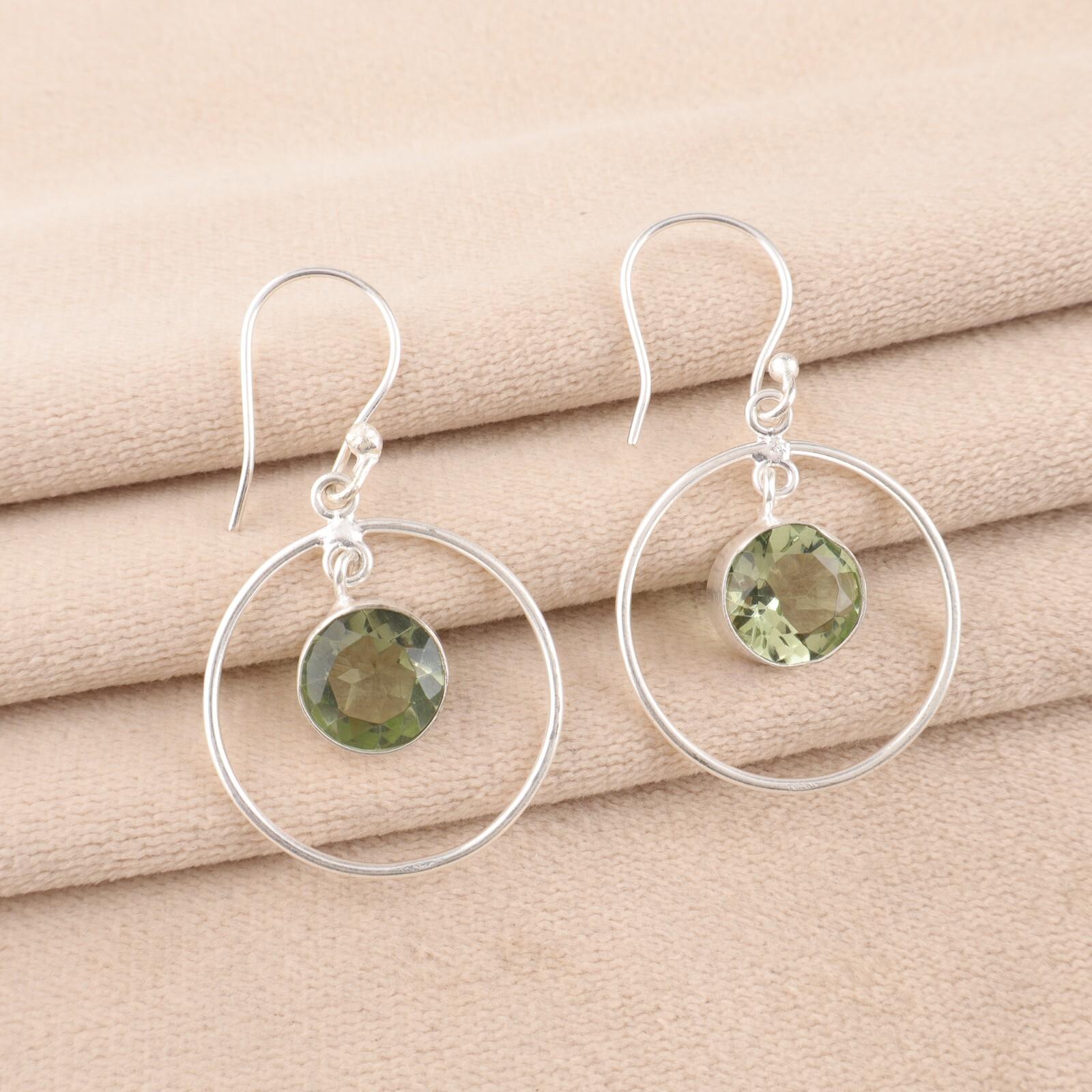 

Зеленый Аметист Драгоценный Камень Серебро 925 пробы Ювелирные Изделия Ручной Работы Серьги 1,60 EE-5-43