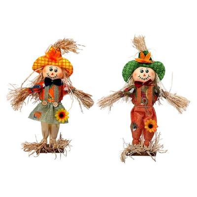 Dekorative Wetterfeste Hexen Vogelscheuchen Statue Saisonaler Stroh Handwerk Halloween Ornament für Innen- und Außenbereich