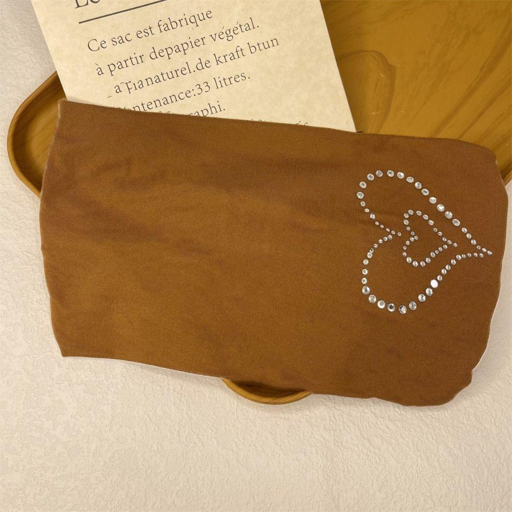 Pure Color Knitted Headband Knit Wide Edge Elastic Hairband Sweet Heart Rhinestone Headband Girls