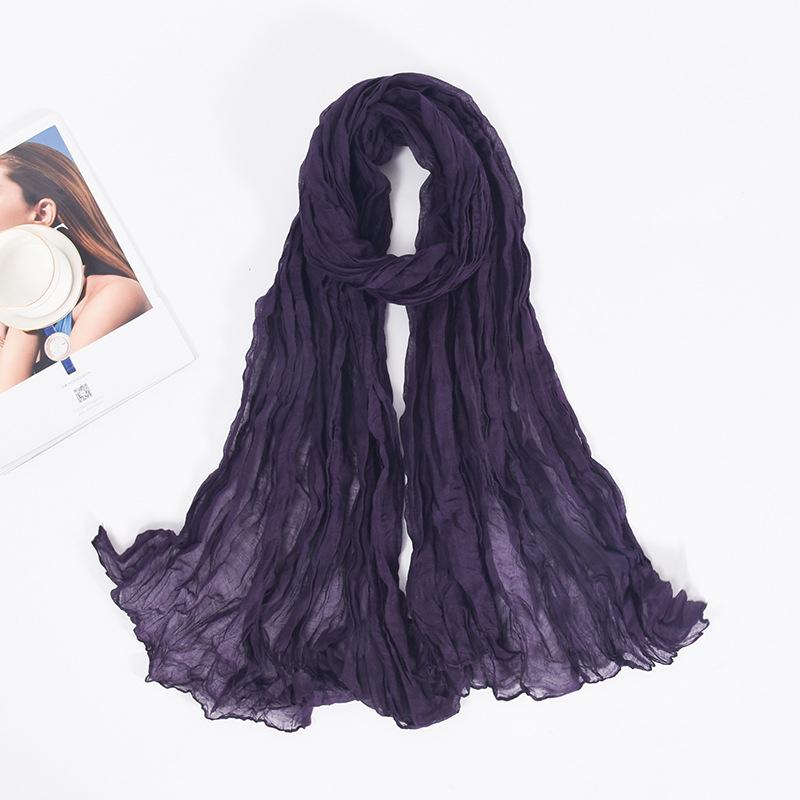 90x180cm Candy Color Wrinkle Women Scarf Vintage Fashion Retro Long Scarf Female