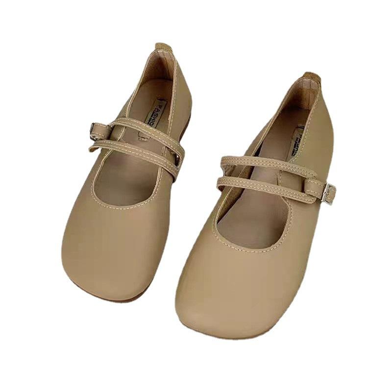 Japanese French flat-soled single shoes women's 2025 new round head Mary Jane shoes, shallow mouth soft sole with large size women's shoes