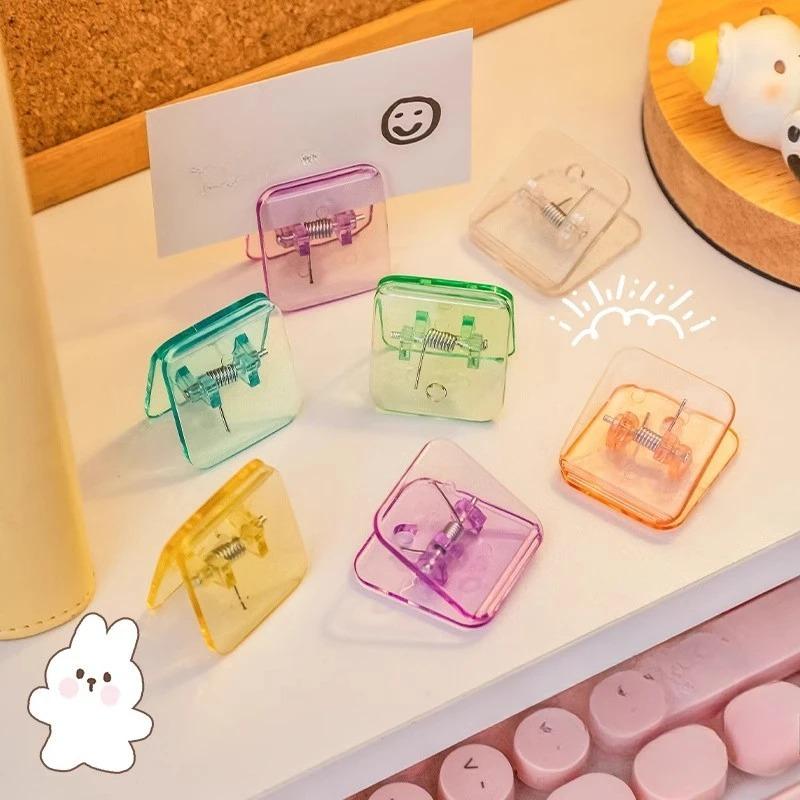5Pcs PP Clip File Plastic Clip Folder Stationery Colorful Cartoon Acrylic Clamps Ticket Paper Document Office School Clamps Holder