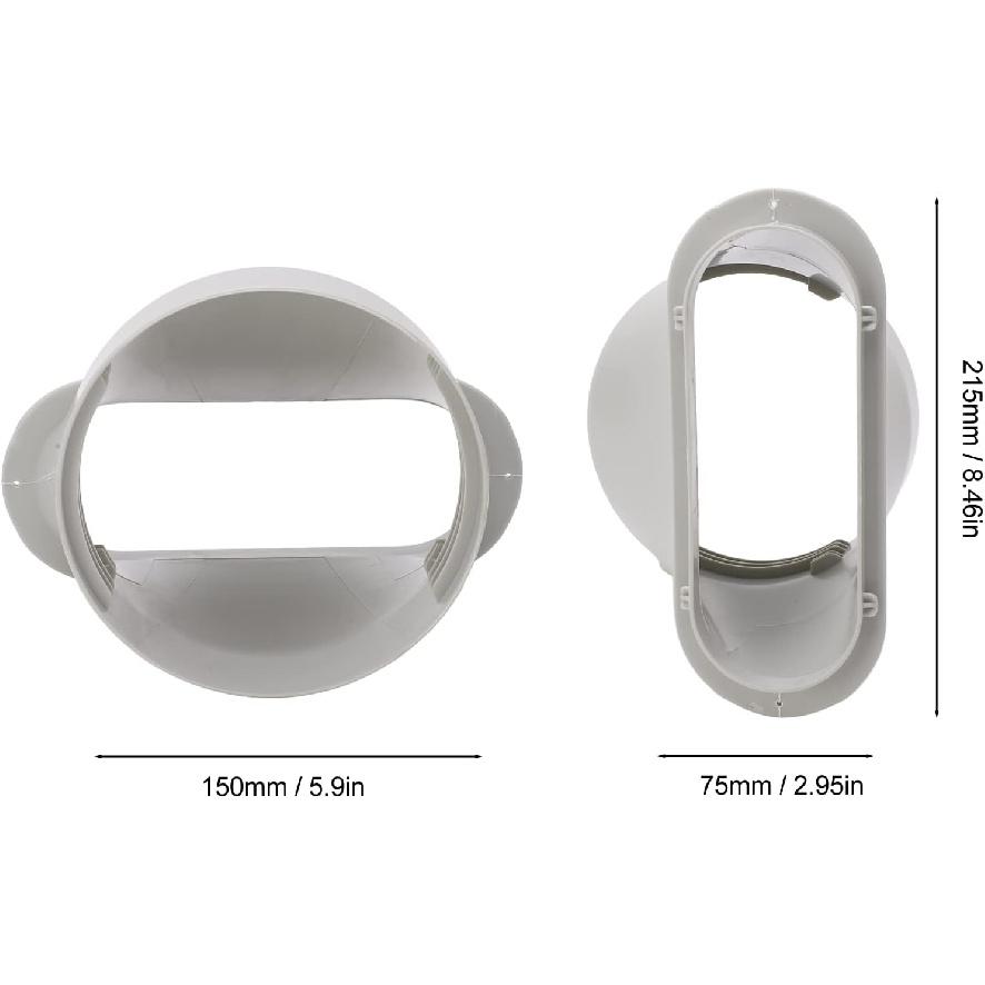 Hilitand Air Conditioner Exhaust Hose Adapter, Dia 5.9in, Oval Vent, Efficient Energy Saving, Serrated Strips, Scratch ABS