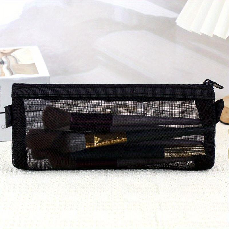 2pcs Transparent Mesh Pencil Case, Office Desktop Storage Bag, Makeup Bag, Stationery Bag, Large Capacity Pencil Case